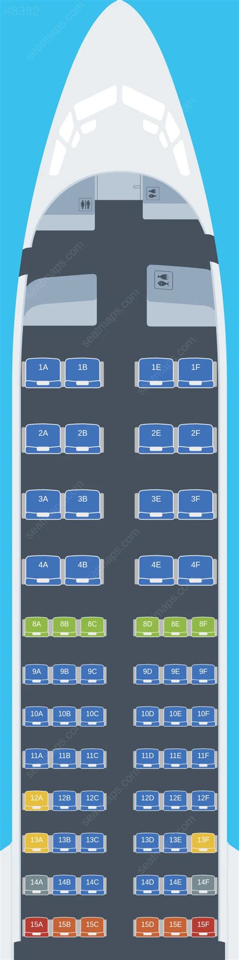 American Airlines Boeing 737 MAX 8 aircraft seat map.